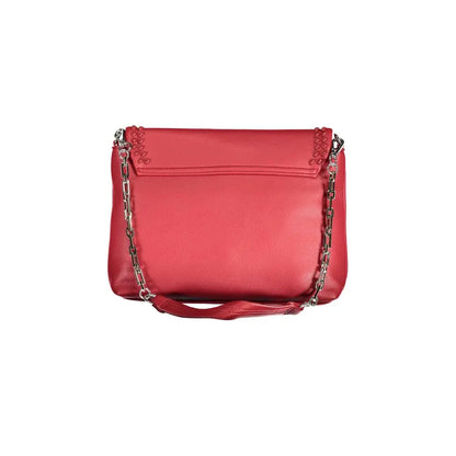 Vibrant Byblos Rosso Polyurethane Women Handbag med rød læder, kædestrop og nitter