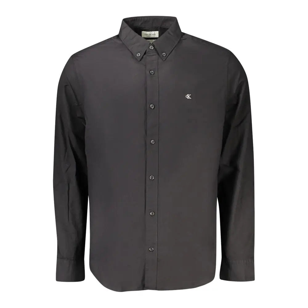 Sort Calvin Klein sort bomuldsskjorte med broderet logo, 100% originale brands