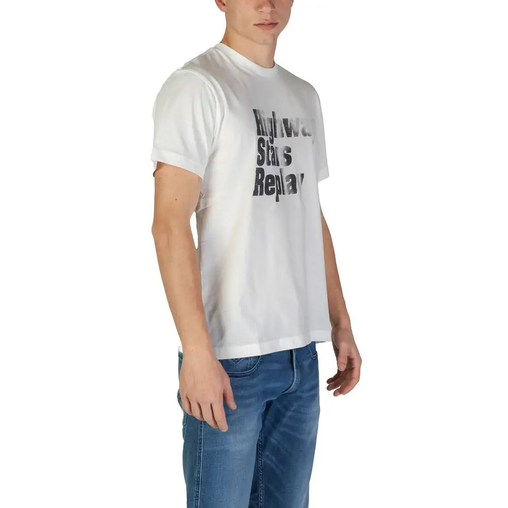 Replay white cotton t-shirt med Highway Stars Replay grafik