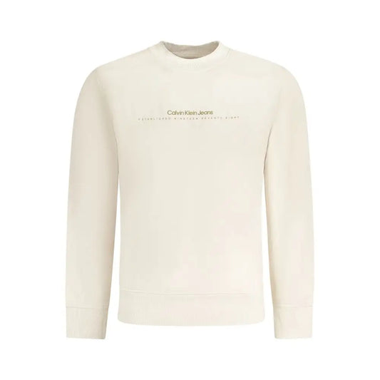 Calvin Klein beige cotton sweater med grå branding