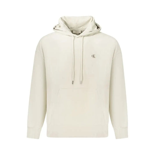 Calvin Klein beige bomuldshoodie med subtil logo, 100% originale brands