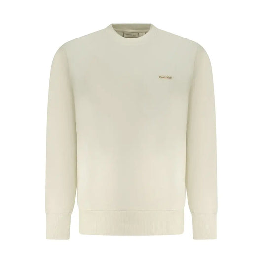 Calvin Klein beige cotton crewneck sweatshirt with embroidered logo