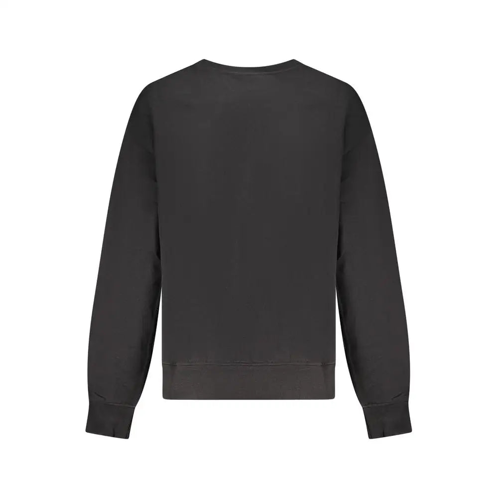 Calvin Klein sort bomuldssweatshirt til kvinder med lange ærmer og ribbede manchetter