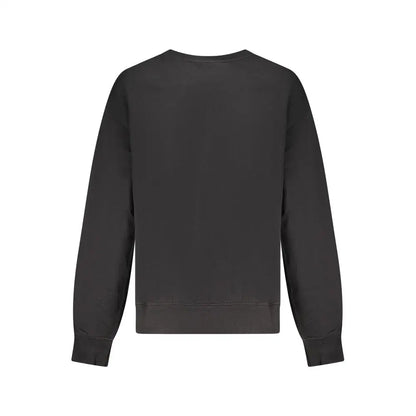 Calvin Klein sort bomuldssweatshirt til kvinder med lange ærmer og ribbede manchetter