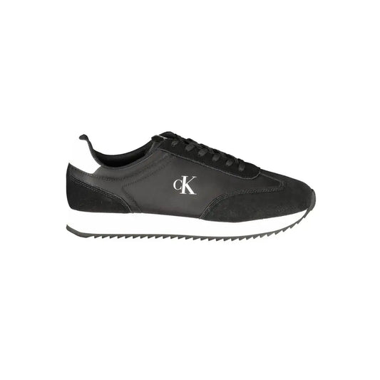 Calvin Klein black leather mænds sneakers med tekstureret suede