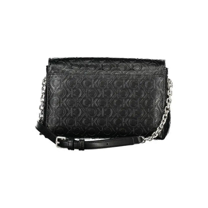 Calvin Klein black polyester crossbody taske med CK-logo og sølvkæde