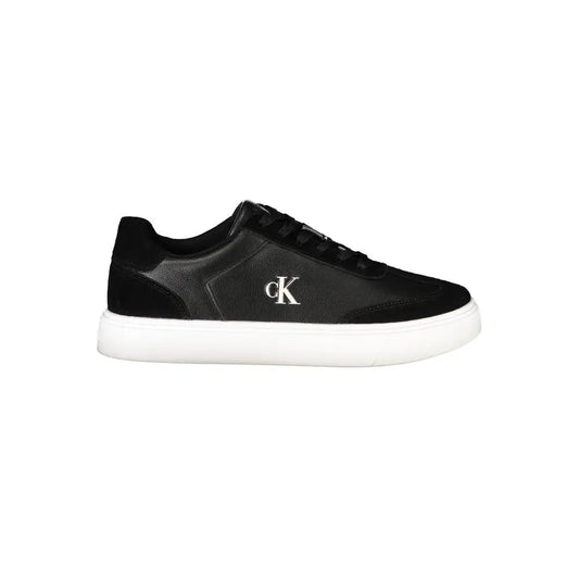 Sorte Calvin Klein polyester sneakers med hvid gummisål og suede detaljer