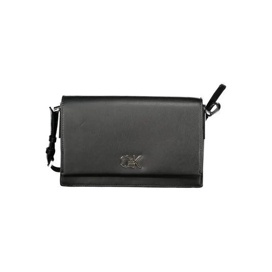 Calvin Klein black polyester crossbody taske med sølv CK-logo