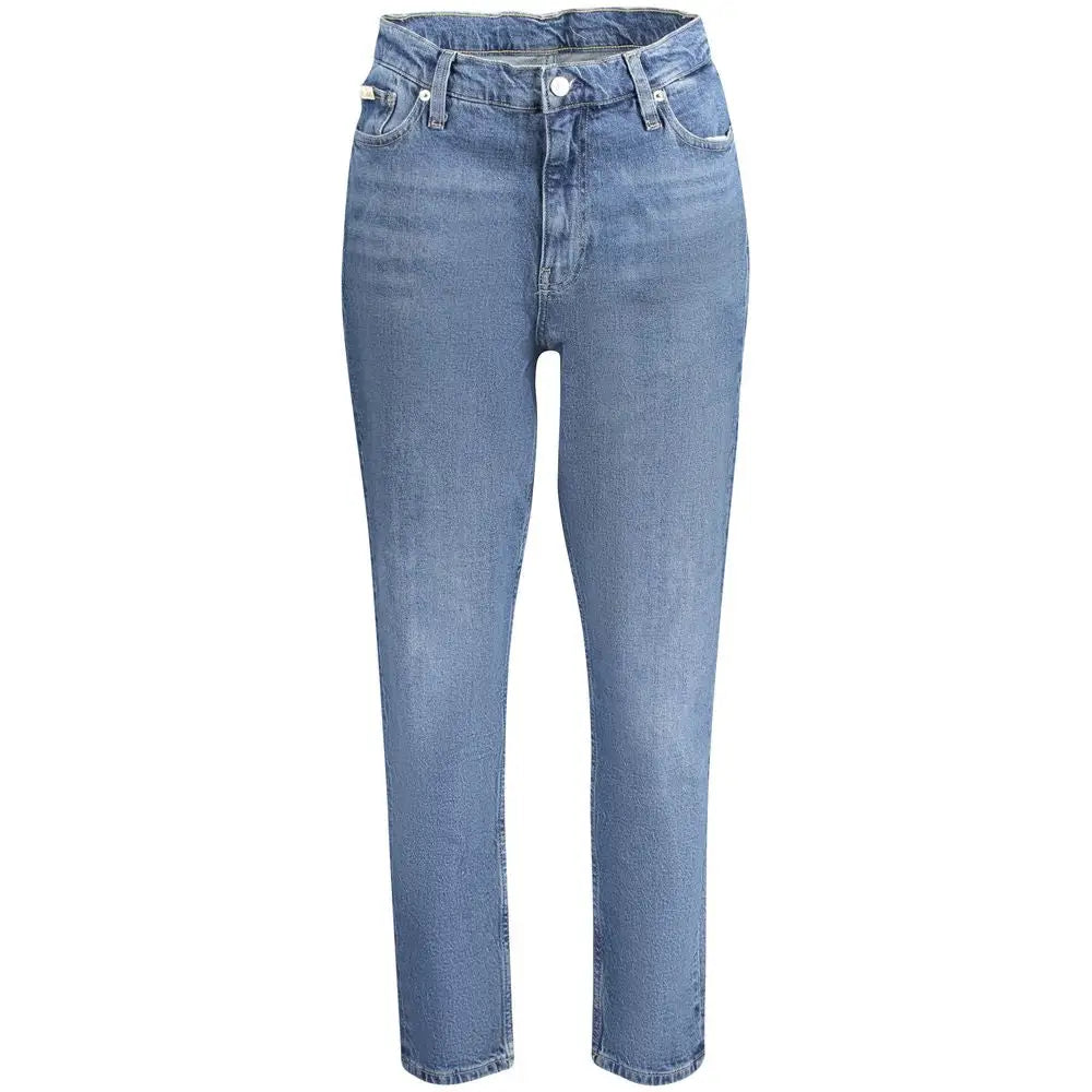 Calvin Klein blå denim jeans, høj talje, straight-leg, outlet mærkevarer