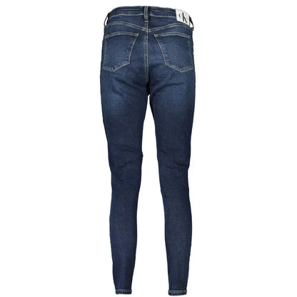 Calvin klein blue bomuldsjeans med klassisk snit og hvid logo