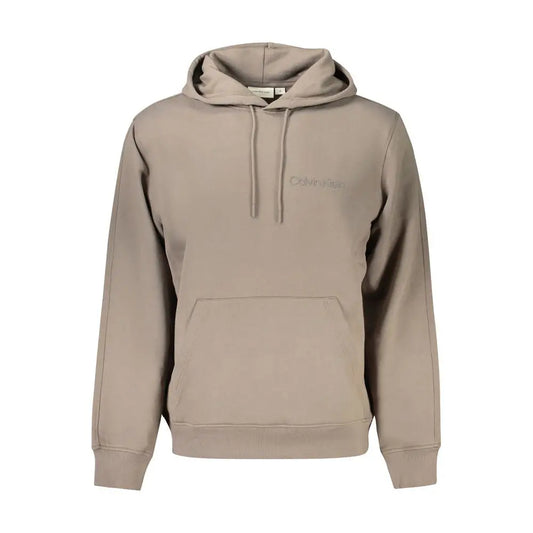 Beige Calvin Klein hoodie med subtil logo og lomme, 100% originale brands