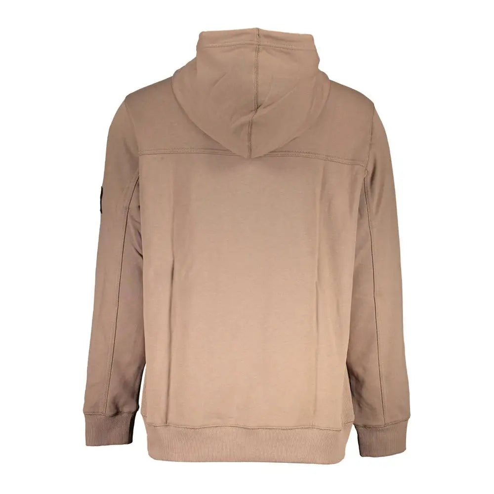 Beige Calvin Klein sweater med ribbet manchetter og søm, 100% originale brands
