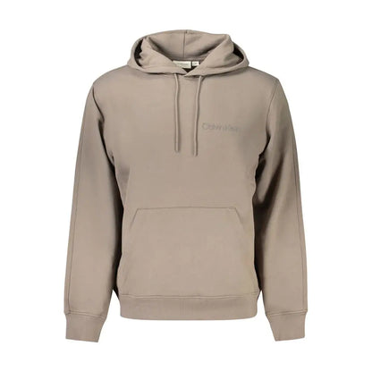 Beige Calvin Klein hoodie med logo og lomme, 100% originale brands