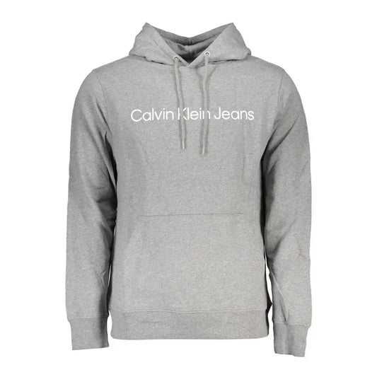 Calvin Klein ’Gray Cotton Men Sweater with Hood and Central Pocket’ - XL - Sweaters