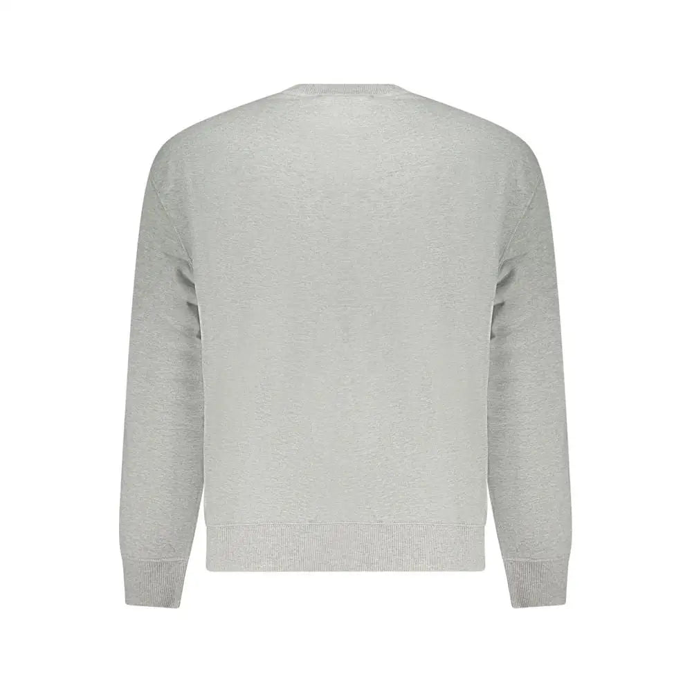 Gråt Calvin Klein bomuldssweatshirt med ribkantet manchetter og søm
