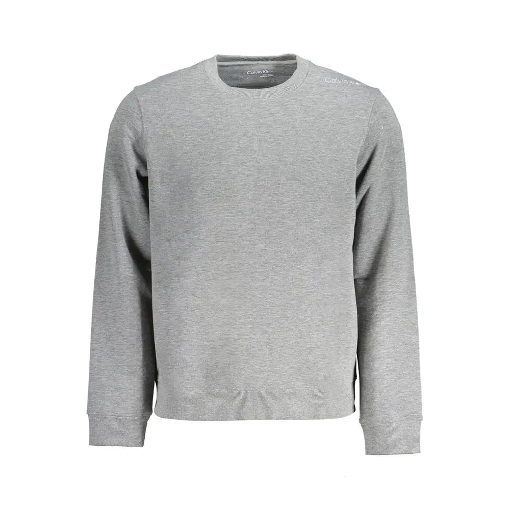 Grå Calvin Klein polyester sweater med ribkant manchetter og kant fra outlet mærkevarer