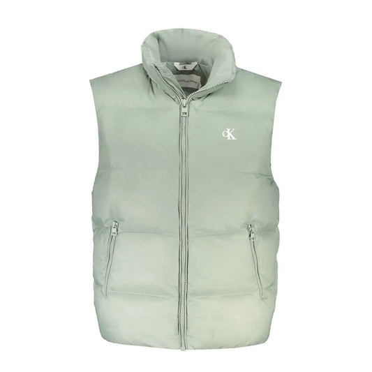 Calvin klein green polyamide quilted puffer vest med logo