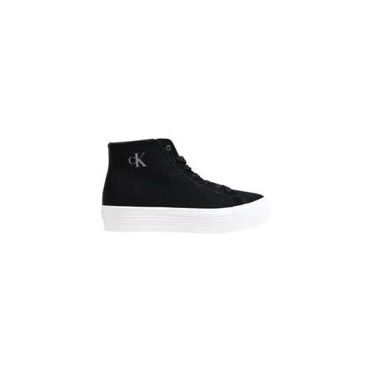 Calvin Klein Jeans sorte suede platform sneakers i sort med sølv logo