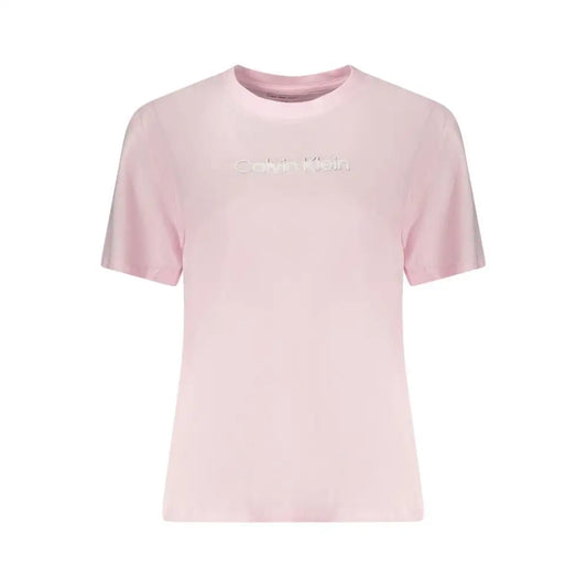 Calvin Klein rosa cotton kvinders t-shirt i blød pink med reflekterende logo