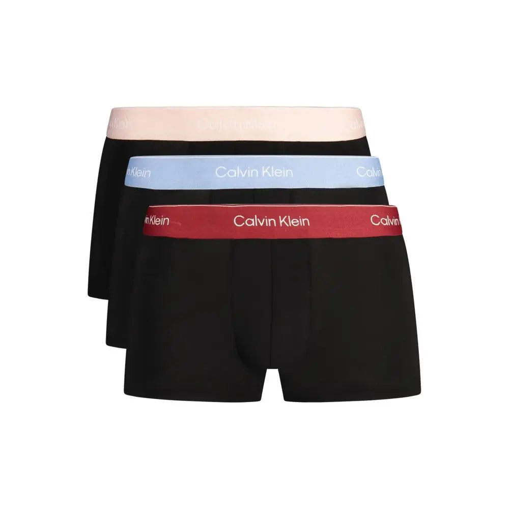 Calvin Klein Verde mænds boxer briefs i sort med kontrasterende taljer i beige, lyseblå og rød