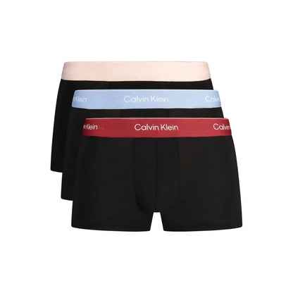 Calvin Klein Verde mænds boxer briefs i sort med kontrasterende taljer i beige, lyseblå og rød