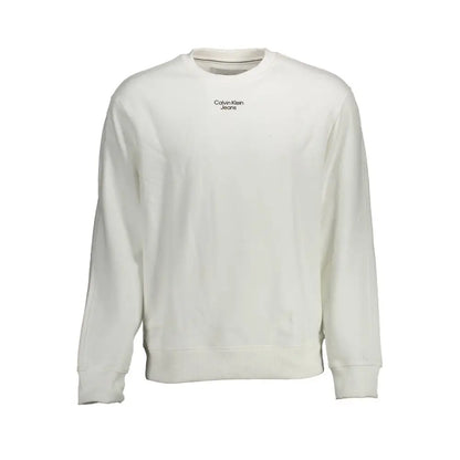 Calvin Klein off-white jeans crewneck sweatshirt med sort logo, 100% originale brands