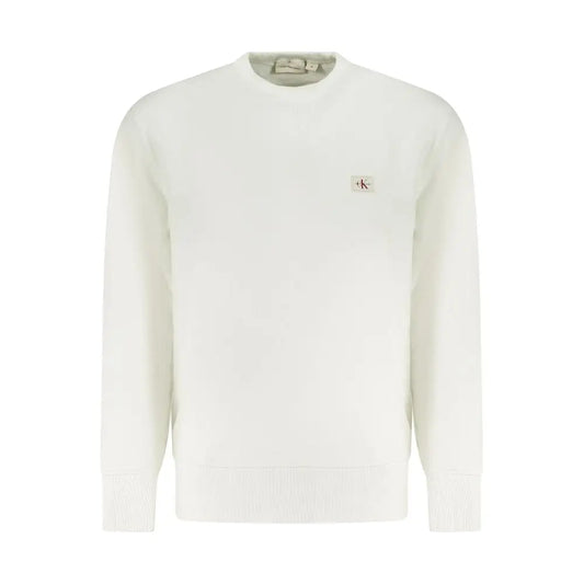 Hvid Calvin Klein bomuldssweater med broderet logo på venstre bryst