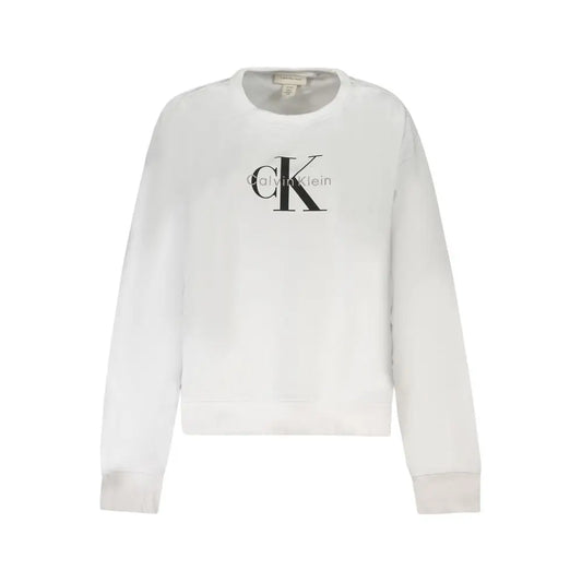 Calvin Klein white bomuldssweater med sort CK-logo på brystet