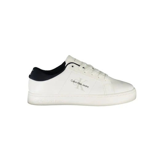 Calvin Klein white leather mænds sneakers med sorte accenter