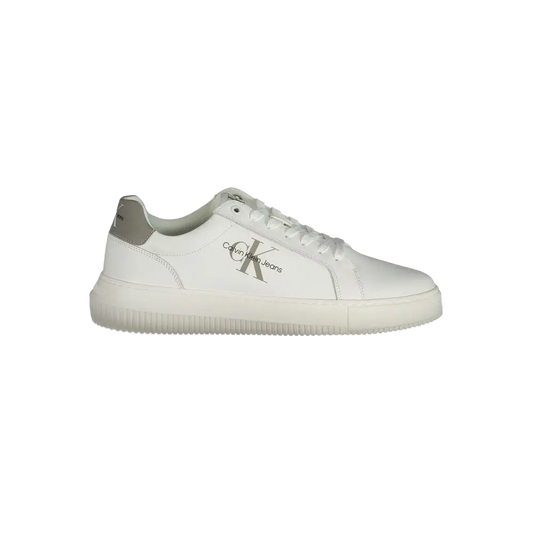 Calvin Klein white leather mænds sneakers med grå accenter