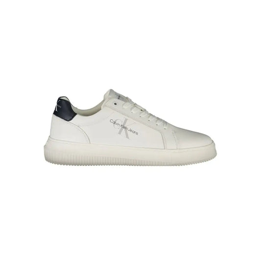 Calvin Klein white leather sneakers with navy blue heel tab