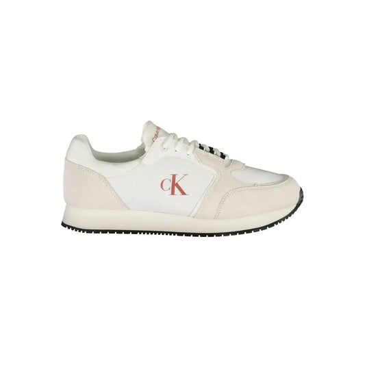 Calvin Klein white leather sneakers with pink logo and black sole