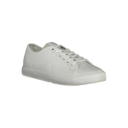 Calvin Klein hvide sneakers med polyester, lav skaft og ribbet gummisål