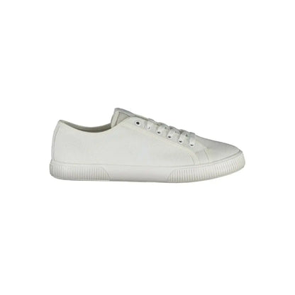 Calvin Klein hvide sneakers med polyester, lavtop canvas og gummisål
