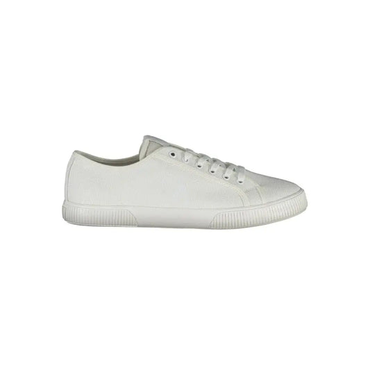 Calvin Klein hvide sneakers med polyester, lavtop canvas og gummisål
