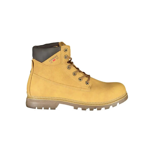 Carrera vibrant yellow lace-up boots med tan læder og logo
