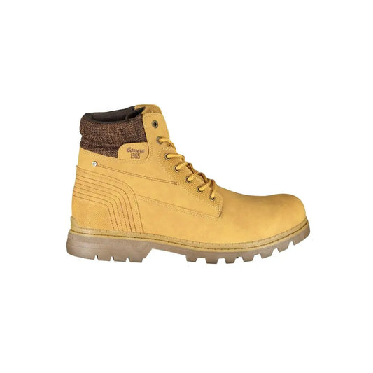 Carrera Yellow Polyester Boot med tan læder og brun teksturkrave