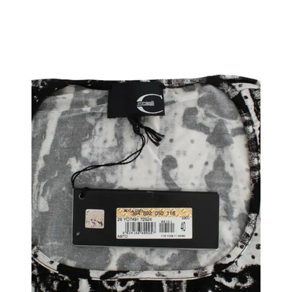 Cavalli Black Printed Sheath Dress