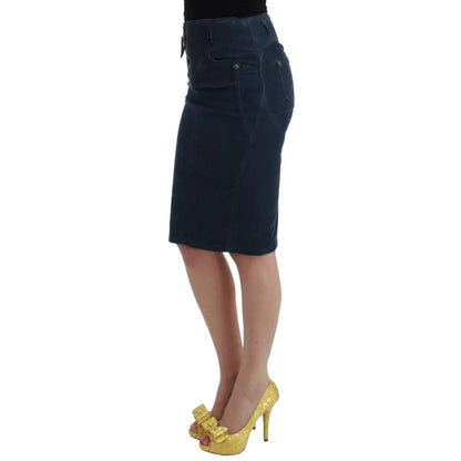 Cavalli Blue corduroy pencil skirt