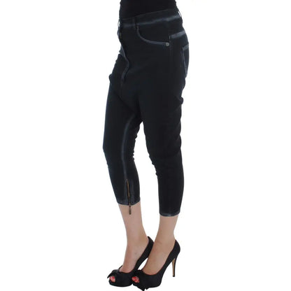 Cavalli Blue Cotton Stretch Baggy Relax Jeans