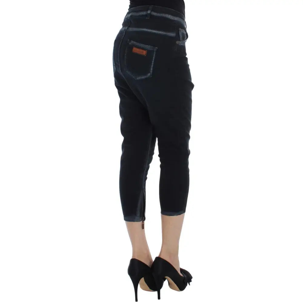 Cavalli Blue Cotton Stretch Baggy Relax Jeans