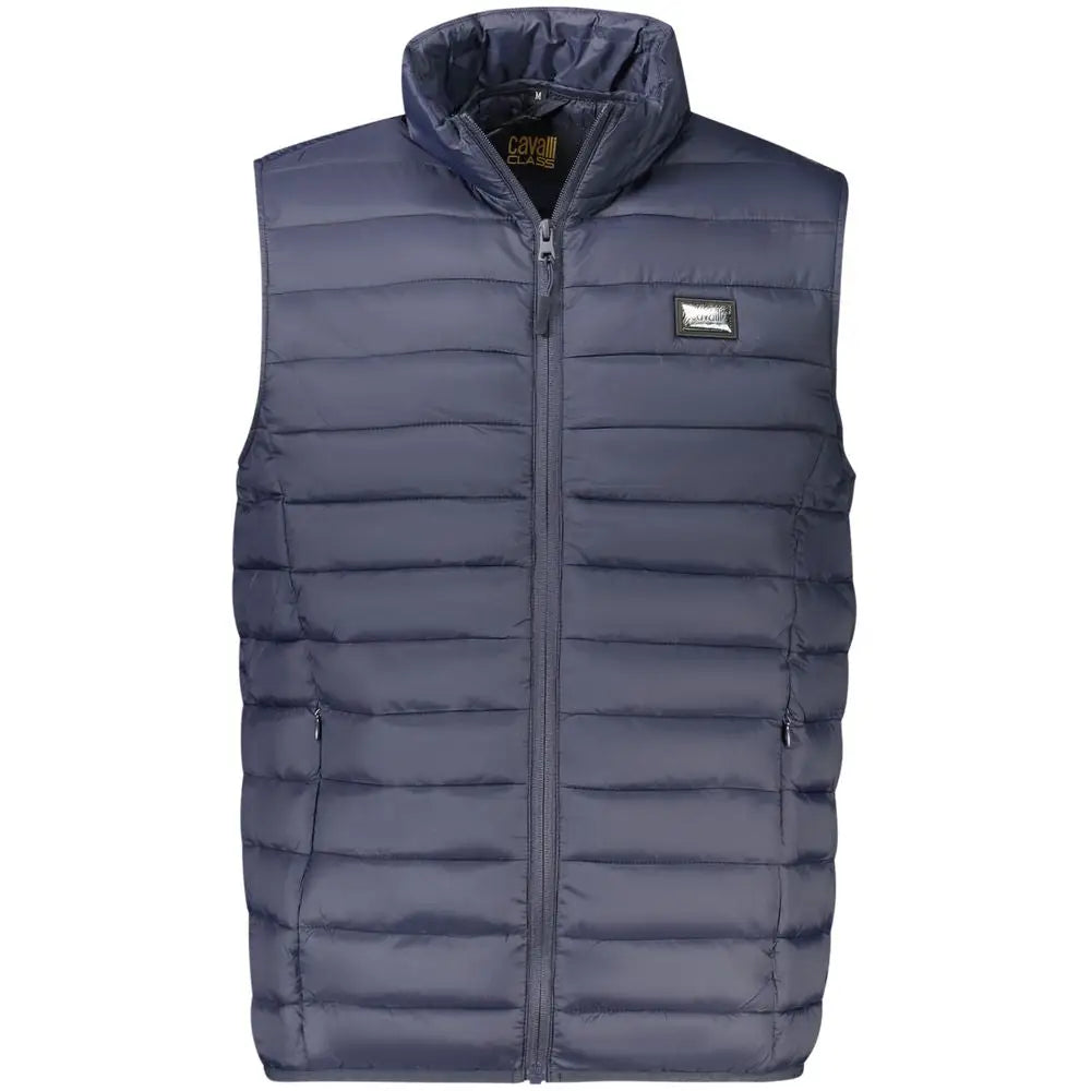 Cavalli Class Bianco Pelle herre sneaker med mørkeblå puffer vest