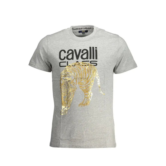 Cavalli Class Brown Cotton Men T-Shirt - T-shirts