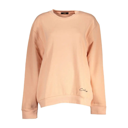 Cavalli Class elegant langærmet pink fleece sweatshirt, 100% originale brands
