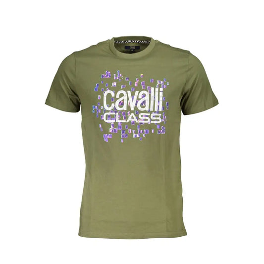 Cavalli Class Green Cotton Men T-Shirt - T-shirts