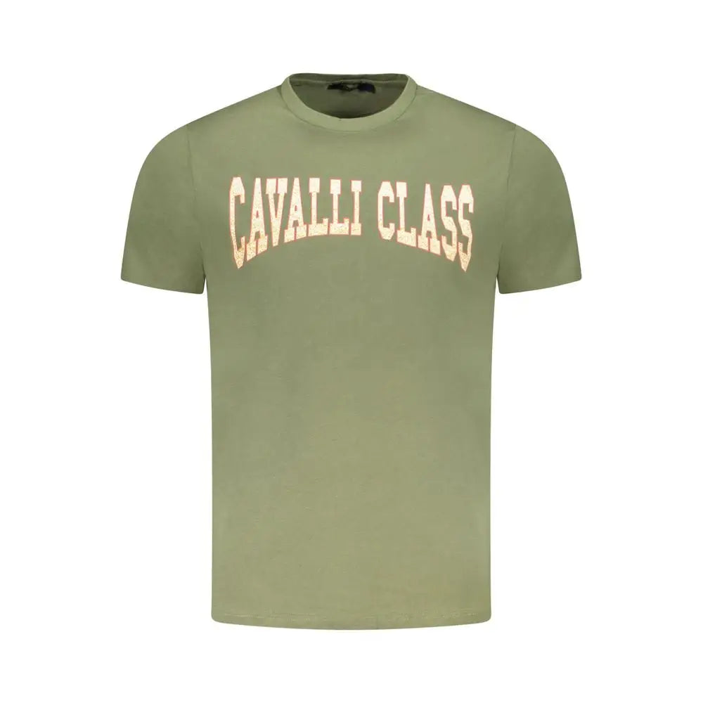 Cavalli Class grønne t-shirt med faded brysttryk, outlet mærkevare