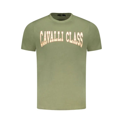 Cavalli Class grønne t-shirt med faded brysttryk, outlet mærkevare