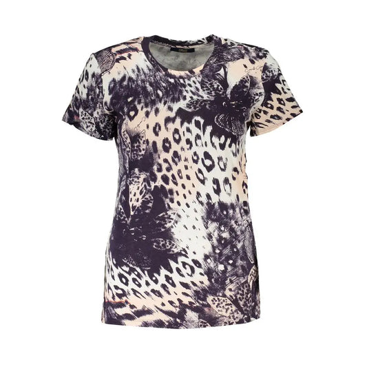 Cavalli Class leopard print kvindelig t-shirt i pink bomuld