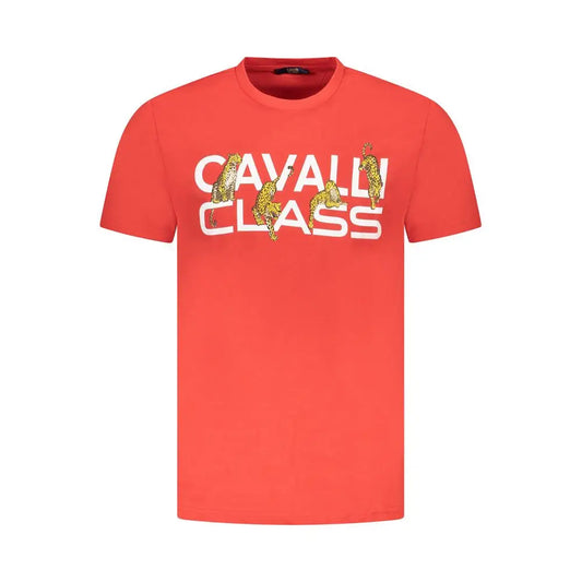 Cavalli Class Red Cotton Men T-Shirt - T-shirts