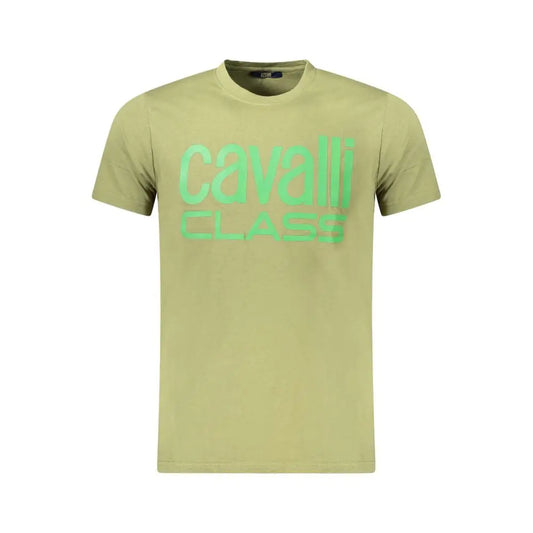 Cavalli Class Verde bomuld herret-shirt i lysgrøn med neontryk
